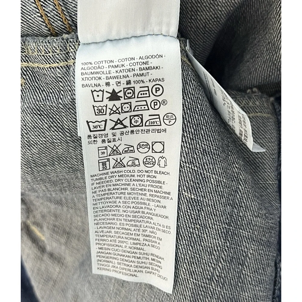 Levis Destroyed Distressed Thrashed Denim Trucker Jacket Mens Sz XL Blue Pockets